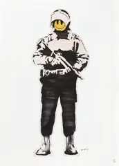 Polițistul vesel by Banksy, cromolitografie, sold Jun 2021