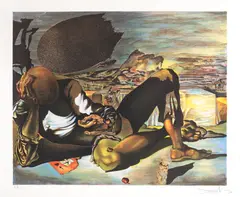 Filosof iluminat de lumina lunii și de soarele apus by Salvador Dalí, cromolitografie, sold Jun 2021