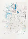 Unicornul dezintegrează cu laserul coarnele rinocerului cosmic by Salvador Dalí, litografie în culori, offered Jun 2021