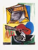 Natură statică cu chitară by Pablo Picasso, cromolitografie, sold Jun 2021