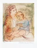 Maternitate (Olga și Paulo Picasso) by Pablo Picasso, cromolitografie, sold Jun 2021
