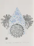 Casă albastră II by Ștefan Câlția, 2021, serigrafie la două culori, sold May 2021