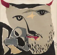 Faust by Mihu Vulcanescu, colaj și tuș pe carton, offered May 2021