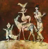 Pasărea măiastră by Harry Guttman, ulei pe masonit, sold May 2021