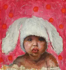 Tiberiu Chelaru, Portret de copil (Bombonica), ulei pe carton