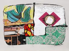 Vision Collage by Marcel Janco, cromolitografie și foiță de aluminiu, sold May 2021