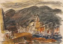 Ștefan Constantinescu, Corsica, 1967, acuarelă și tuș pe carton
