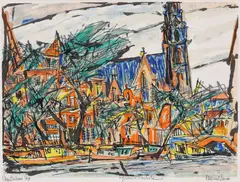 Amsterdam by Marcel Janco, 1950, cromolitografie, sold May 2021