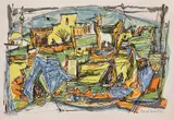 Marcel Janco, Village demolé, 1943, cromolitografie