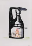 Jules Perahim, Revoluția industrială, 1972, guașă, creioane coloarte și creion pe hârtie