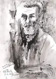Văn Dương Thành, Constantin Brâncuși, 2017, tuș și acuarelă pe hârtie
