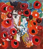 Anemone (Autoportret între flori) by Constantin Piliuță, ulei pe pânză, sold Apr 2021