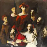 Mircea Ciobanu, Familie de arlechini, ulei pe pânză