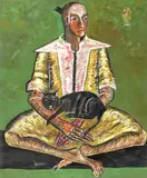 Ana Ruxandra Ilfoveanu, Japonez cu pisică, 1995, ulei pe pânză