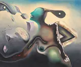 Strigătul by Petre Velicu, ulei și perlă sintetică pe pânză, sold Apr 2021