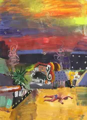 Marius Bercea, Untitled (Thoughts Safari), 2015, ulei și acrilic pe hârtie