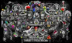 Mark Francis Williams, GOGOGO, 2020, acrilic, spray,  giclee print și cristale swarovski