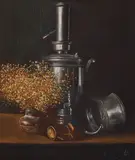 Andrei Damo, Natură statică cu samovar, 2002, ulei pe pânză