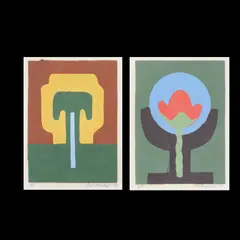 Rod by Vasile Dobrian, 1991, linogravură, offered Apr 2021