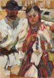 Pereche (La horă) by Rudolf Schweitzer–Cumpăna, 1927, ulei pe carton, offered Mar 2021