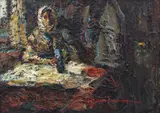 Așteptare by Rudolf Schweitzer–Cumpăna, ulei pe carton, sold Mar 2021