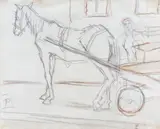 Căruțaș pe străzile din Paris by Theodor Pallady, creion și pastel pe hârtie, offered Mar 2021