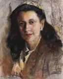 Rudolf Schweitzer–Cumpăna, Artistă cu capă, pastel pe carton subţire