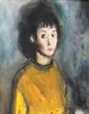 Corneliu Baba, O studentă, 1975, ceracolor și guașă pe carton