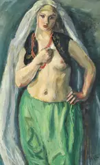 Odaliscă by Iosif Iser, anii '30, guașă pe hârtie, sold Mar 2021