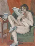 Nud în interior by Theodor Pallady, anii '20, ulei pe carton, offered Mar 2021
