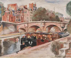 George Năsturel, Pe malul Senei, 1947, ulei și creion pe pânză