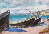 Elena Vavilyna, Mahoane la mal, 1926, ulei pe carton