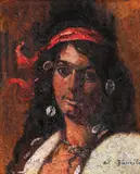 Baticul roșu by Octav Băncilă, ulei pe pânză, sold Mar 2021