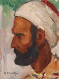 Turc cu turban by Nicolae Tonitza, a doua jumătate a anilor '20, ulei pe carton, sold Mar 2021