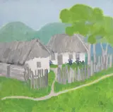 Casa cu nalbe by Constantin Piliuță, 1994, ulei pe pânză, sold Mar 2021