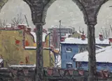 Vasile Varga, Balconul din atelierul lui Hagi Ghiță, 1958-1960, ulei pe carton