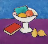 Carte și pomieră by Ion Pacea, ulei pe carton, sold Mar 2021