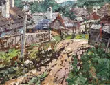 Ulița copilăriei by Octav Băncilă, 1919, ulei pe pânză, sold Mar 2021