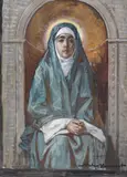 Sfânta Ecaterina by Nicolae Vermont, ulei pe carton, sold Mar 2021