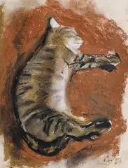 Domnul Tolăneală by Corneliu Baba, 1979, ceracolor, guașă și cărbune pe hârtie lipită pe carton, sold Feb 2021
