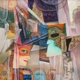 Carnaval by Petre Velicu, ulei pe placaj, sold Feb 2021