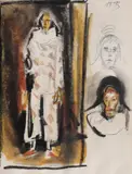 Corneliu Baba, Studiu pentru arlechin, ceracolor, cărbune și pix pe hârtie
