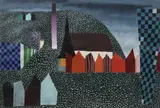 Andrei Cădere, Case vechi și case noi, 1962, ulei pe pânză lipită pe carton