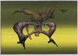 Jules Perahim, Conflict, 1972, guașă, creioane colorate și creion pe hârtie