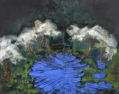 Eugen Roșca, Untitled (Mutations), guașă, pastel și accente de acrilic pe hârtie lipită pe rigips