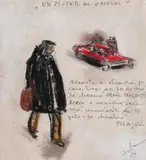 Corneliu Baba, Filajul, 1964, ceracolor, cărbune și pix pe hârtie lipită pe carton