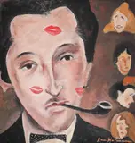 Dan Hatmanu, Autoportret în cabaret, ulei pe carton