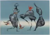 Jules Perahim, Himere, 1972, guașă, tempera și creioane colorate pe hârtie
