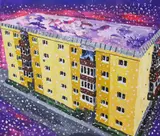 Cristian Bara, Snow at Sunset, acrilic pe pânză