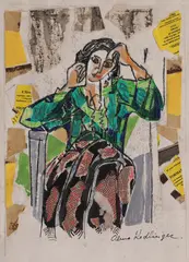 Alma Redlinger, Modelul, colaj, cărbune, cariocă și guașă pe hârtie lipită pe carton